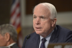 Chairman of the senate Armed Services Committee Sen. John McCain questions Secretary of Defense Ash Carter on the recently brokered Iran nuclear deal during testimony before the Senate Armed Services Committee in Washington, D.C., July 29, 2015. Carter was joined by Secretary of State John Kerry, Chairman of the Joint Chiefs of Staff Martin Dempsey and Energy Secretary Ernest Moniz. DoD Photo by Glenn Fawcett (Released)