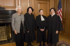 From left to right:  Justice Sandra Day O’Connor, (Ret.), Justice Sonia Sotomayor, Justice Ruth Bader Ginsburg & Justice Elena Kagan in the Justices’ Conference Room prior to Justice Kagan’s Investiture.